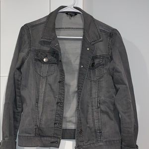 Distressed grey denim coat